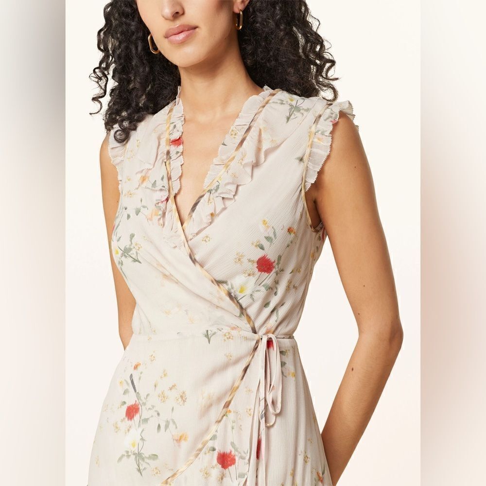 🔥🔥 NWT ALL SAINTS Musical Floral Wrap Mini Dress Size 6 US 10 UK EU 38 - Picture 14 of 16